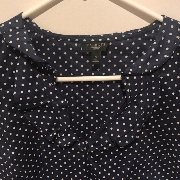 Navy blouse with flutter collar - Picture 2 of 4